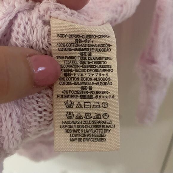 FREE PEOPLE • Thien's Hacci Light Pink Long Sleeve Sweater Top - Picture 5 of 6